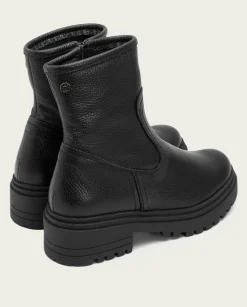 Botines Planos Negros Con Cremallera Shani