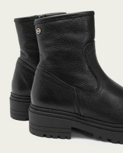 Botines Planos Negros Con Cremallera Shani