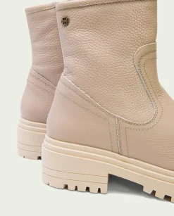 Botines Planos Taupe Con Cremallera Shani