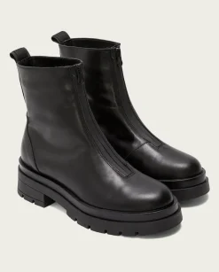 Botines Planos Track Negros Con Cremallera Denisse