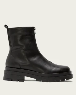 Botines Planos Track Negros Con Cremallera Denisse
