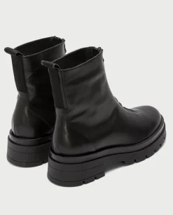 Botines Planos Track Negros Con Cremallera Denisse