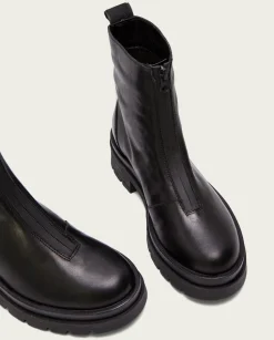 Botines Planos Track Negros Con Cremallera Denisse
