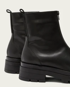 Botines Planos Track Negros Con Cremallera Denisse