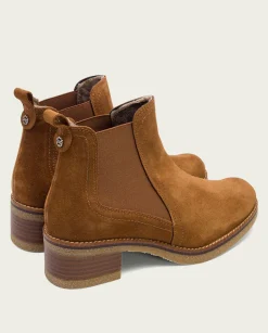 Botines Serraje Cuero Con Elasticos Pau