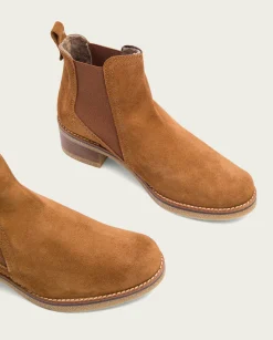 Botines Serraje Cuero Con Elasticos Pau