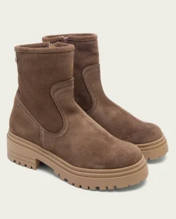 Botines Serraje Moka Con Cremallera Sharon