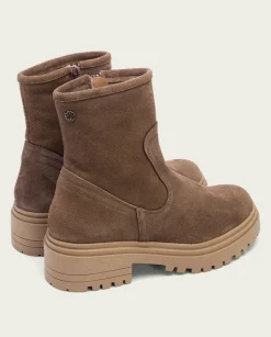 Botines Serraje Moka Con Cremallera Sharon