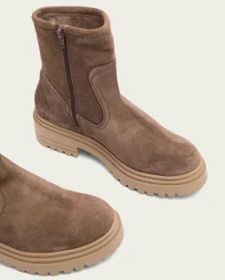 Botines Serraje Moka Con Cremallera Sharon