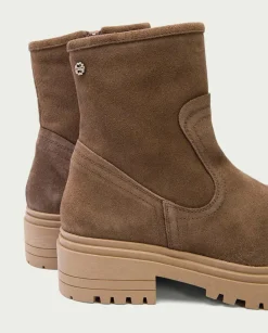 Botines Serraje Moka Con Cremallera Sharon