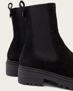 Botines Serraje Negros Con Elasticos Sibila