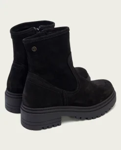 Botines Serraje Negros Con Cremallera Sharon