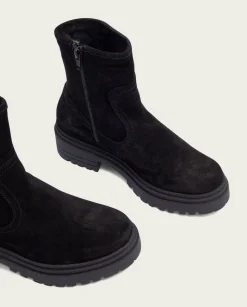 Botines Serraje Negros Con Cremallera Sharon