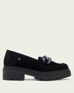 Mocasines Planos Negros Con Adorno Saiko
