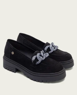 Mocasines Planos Negros Con Adorno Saiko