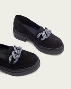 Mocasines Planos Negros Con Adorno Saiko