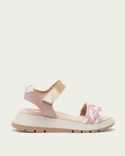 Plataforma De Piel Y Tejido Rosa Edurne