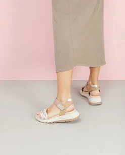 Plataforma De Piel Y Tejido Rosa Edurne