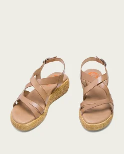 Sandalia Cuña Piel Taupe Gisela