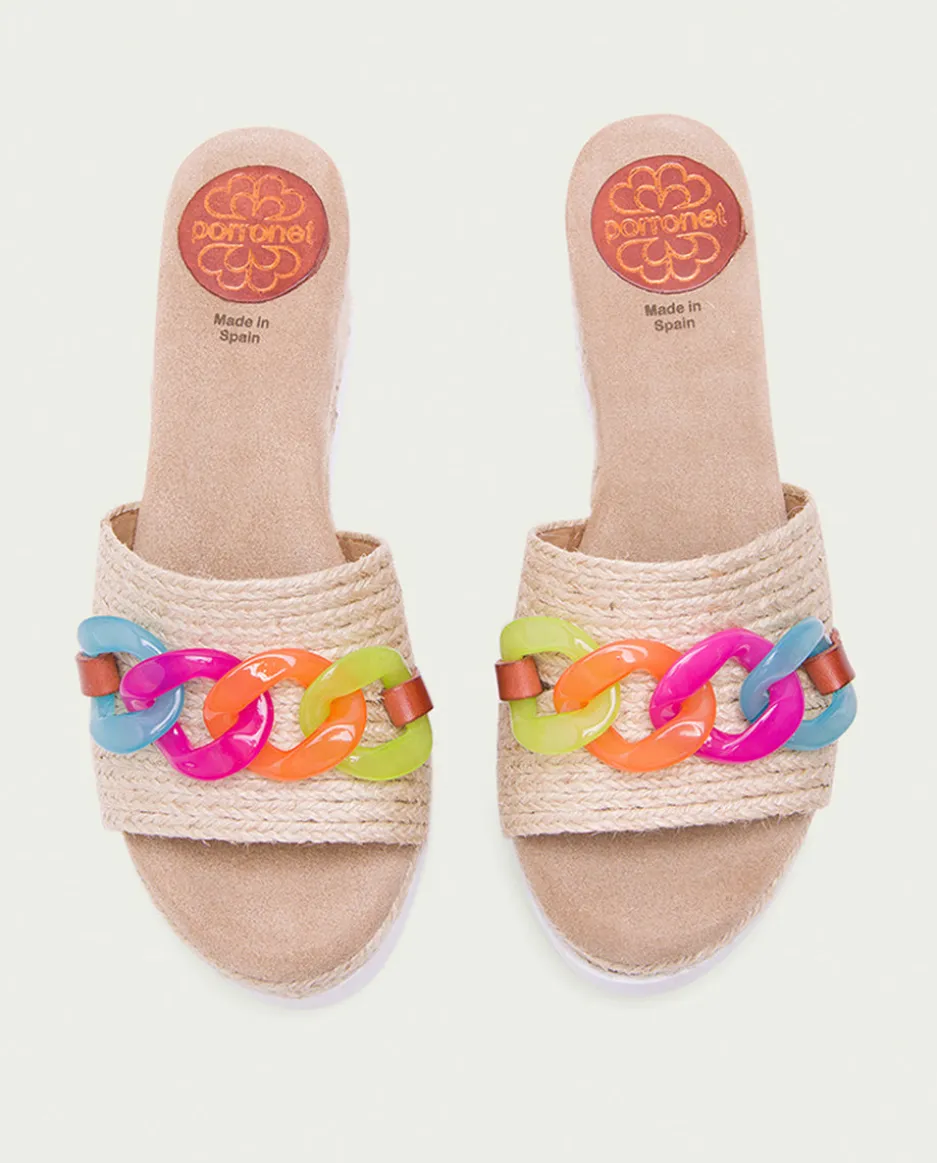 Sandalia Cuña Rafia Colores Lua