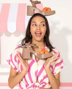 Sandalia Piel Naranja Zoe