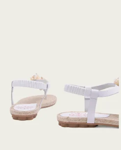 Sandalia Plana Yute Y Piel Blanco Martia
