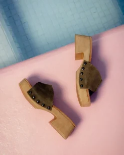 Sandalia Tacón Bajo Kaki Rosie