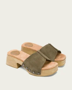 Sandalia Tacón Bajo Kaki Rosie