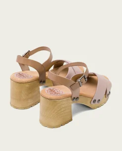 Sandalia Tacón Medio Taupe Rosa Salma