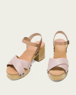 Sandalia Tacón Medio Taupe Rosa Salma