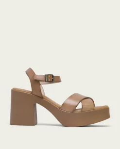 Sandalia Tacón Piel Taupe Zoe