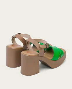 Sandalia Tacón Piel Zoe Verde
